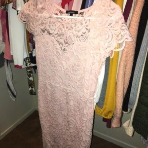 Baby pink lace bodycon dress